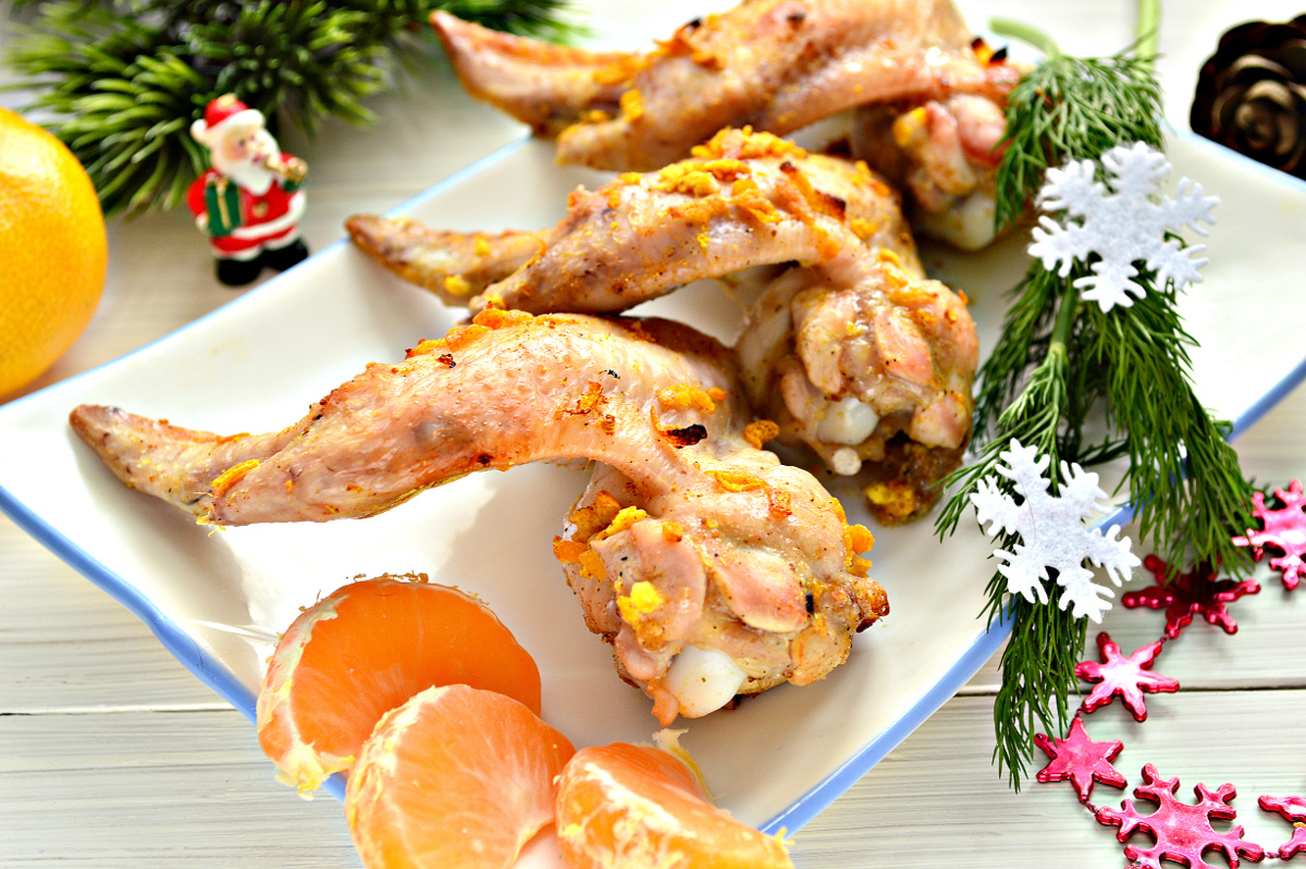 Просто кухня куриные. Маринад для куриных крылышек с апельсином. Новый год и мандариновый букет фото.