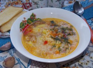 Пшённый суп со шкварками